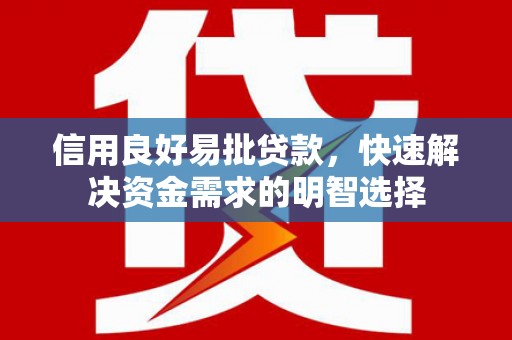 南召信用良好易批贷款，快速解决资金需求的明智选择