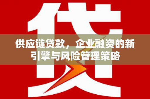 南召供应链贷款，企业融资的新引擎与风险管理策略