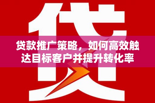 南召贷款推广策略，如何高效触达目标客户并提升转化率