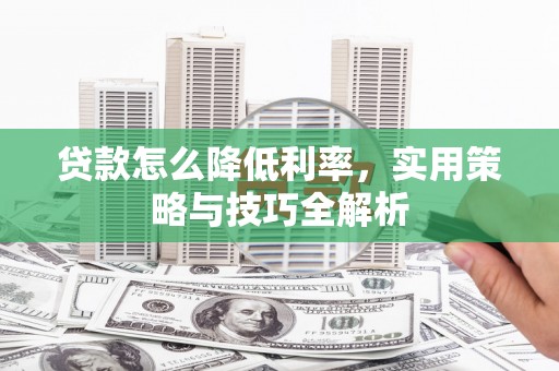 南召贷款怎么降低利率，实用策略与技巧全解析